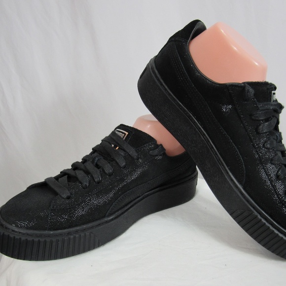 Puma Shoes - Puma Basket Platform Leather Black Shoes sz 9